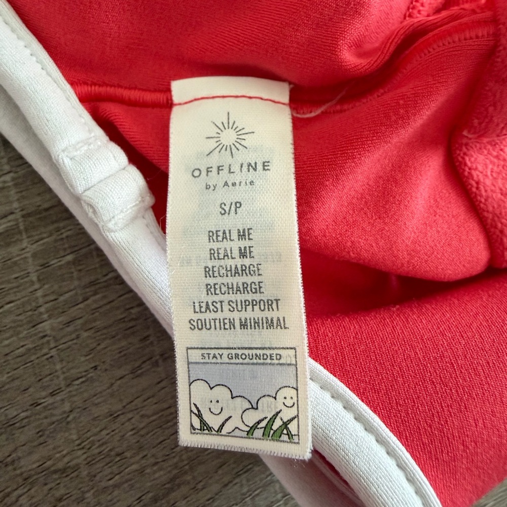 Aerie Set Offline Real Me Low Key Longline Sports Bra + 3” Bike Short Small Red - Picture 5 of 8